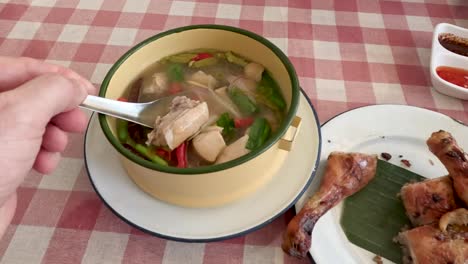 thai tom kha soup and grilled chicken