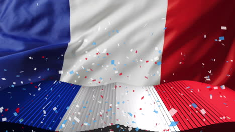 animation of confetti falling and french flag