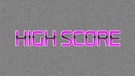 Animation of high score text banner against tv static background