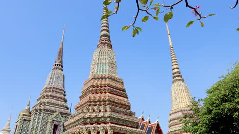 pagodas and trees under a clear blue sky