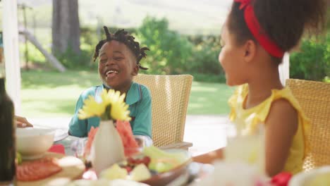 african american girl spending time in garden