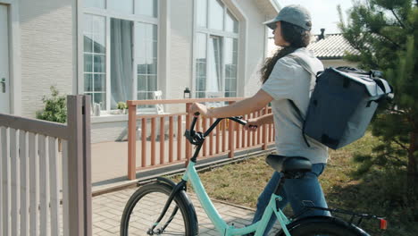 food delivery person at front door