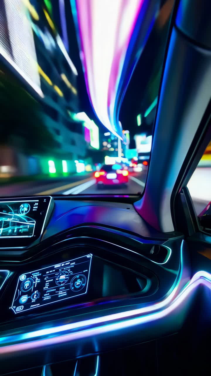Futuristic Night Drive in a City