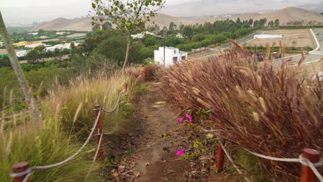 stable shot while trekking down a hill in san antonio, cañete, lima, peru