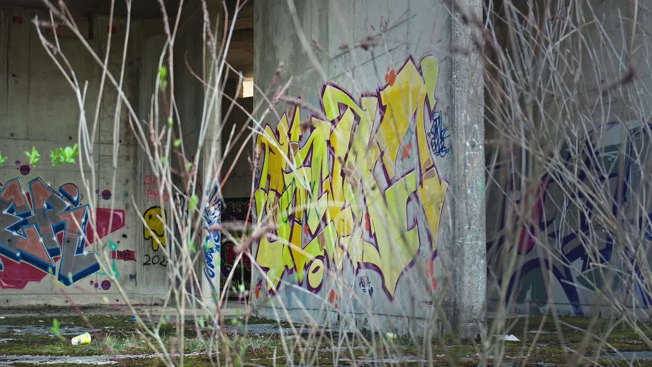 Urban kunst i forfall: Graffitifarger kolliderer med naturens gjenerobring ved et forlatt sykehus i Zagreb, Kroatia