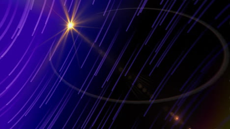 3d render visualizing creativity displaying golden starburst lens flare and purple streaks