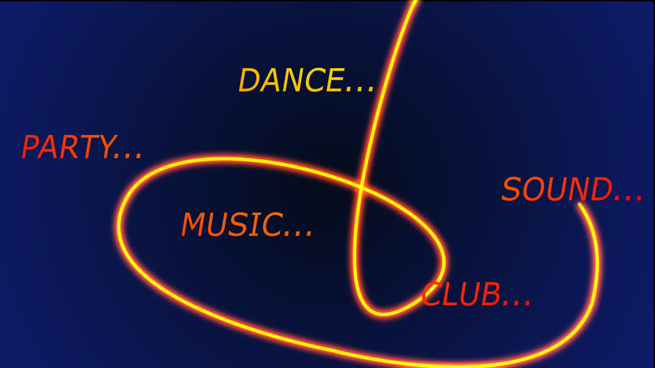 Neon advertising, animation. The bright shining abstract lines