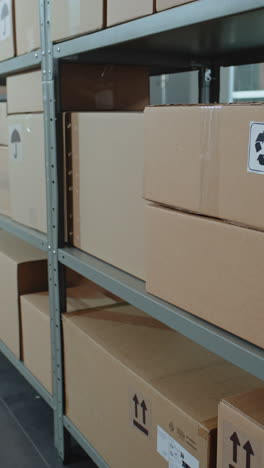 warehouse storage with cardboard boxes