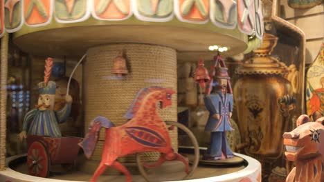 antique wooden carousel display