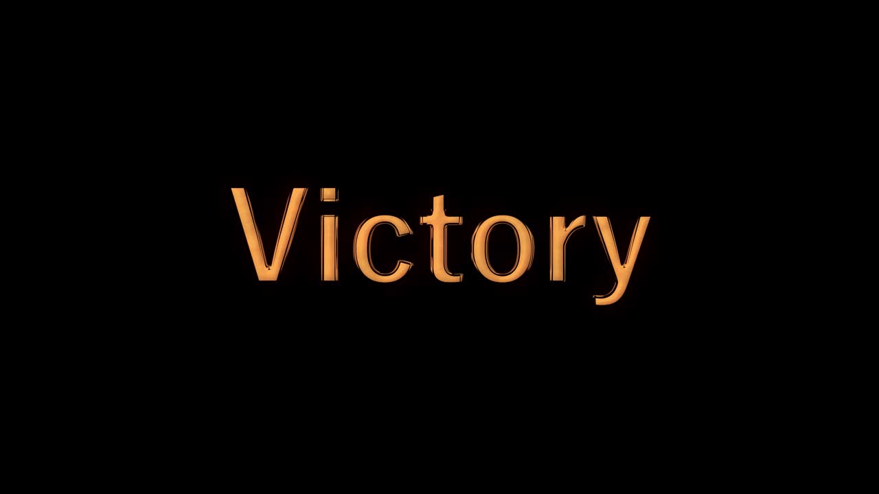 Animazione motion graphics del messaggio "Vittoria"