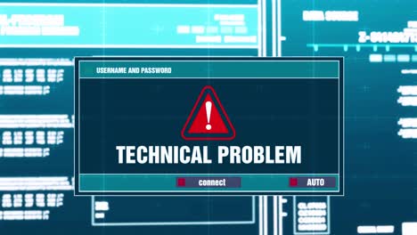 technical problem warning notification generated on digital system security alert error message on