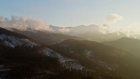 Mountain-Range-Of-Tatras-On-A-Misty-Morning-Near-Zakopane-In-Poland