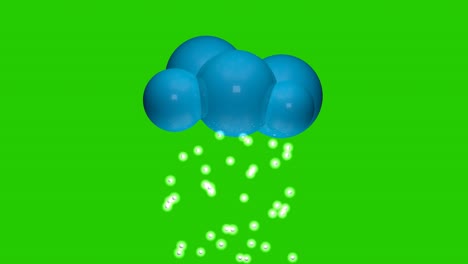 cloud weather icon - it is snowing. 3d animation on a green screen.