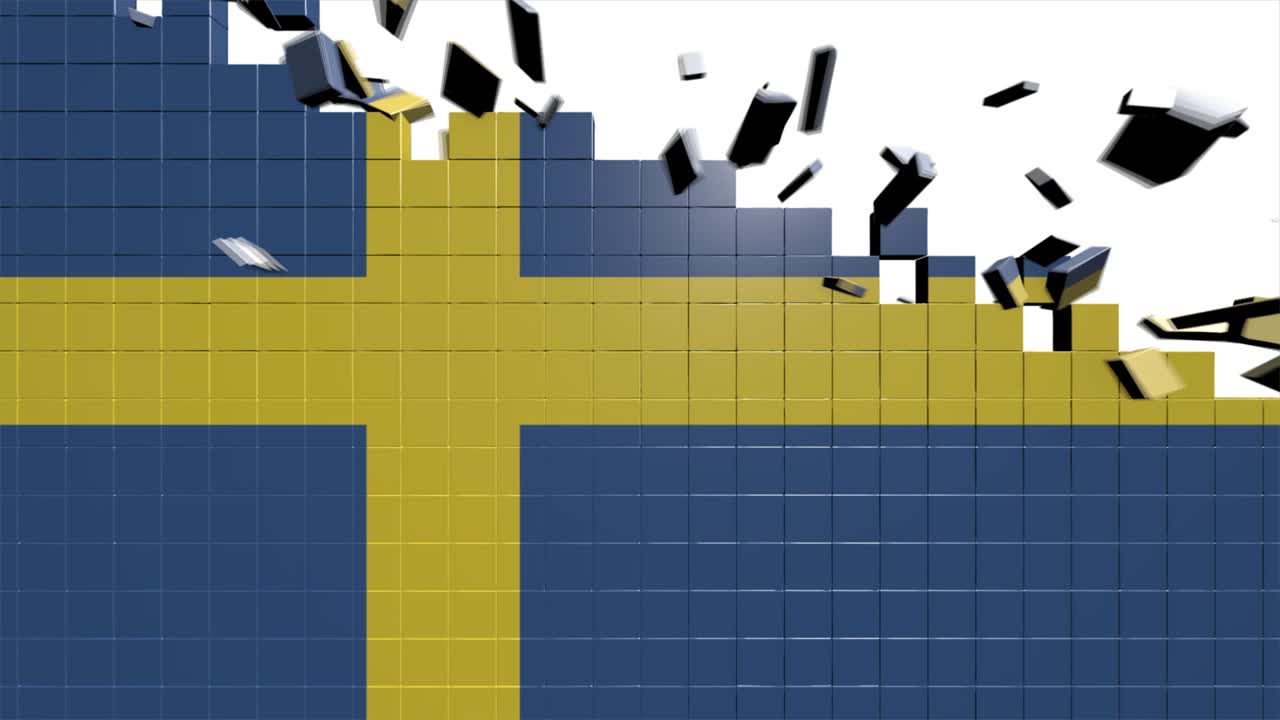 Sweden flag Showing Up Intro By Regions 4k animated Sweden map intro background with countries appearing and fading one by one and camera movement
