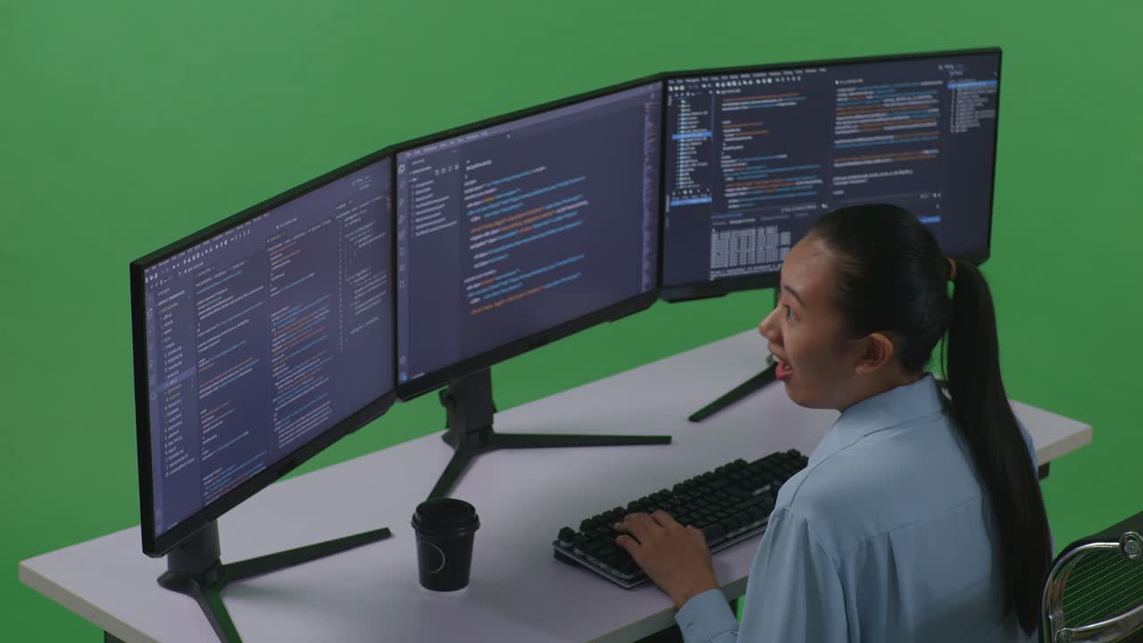 programador emocionado celebrando el éxito