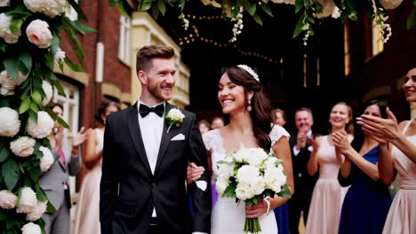 wedding celebration: rooftop ceremony and joyful exit
