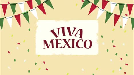 viva méxico letras con guirnaldas