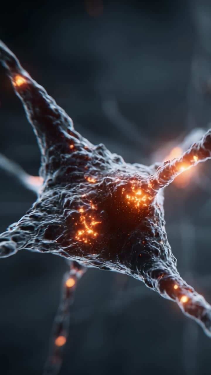 Exploring Neural Connections: A Close-Up View of a Neuron Highlighting the Complex Interplay of Electrical Signals and Biological Structures