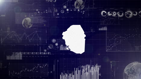 sierra leona país antecedentes corporativos con elementos abstractos de gráficos de análisis de datos i mostrando análisis de datos video tecnológico con globo, crecimiento, gráficos, datos estadísticos del país de sierra leona