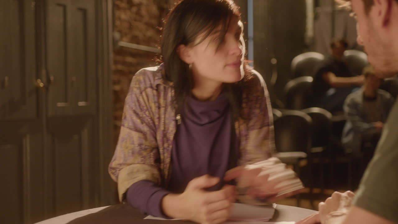 Actors Playing Love Scene on Theater Stage