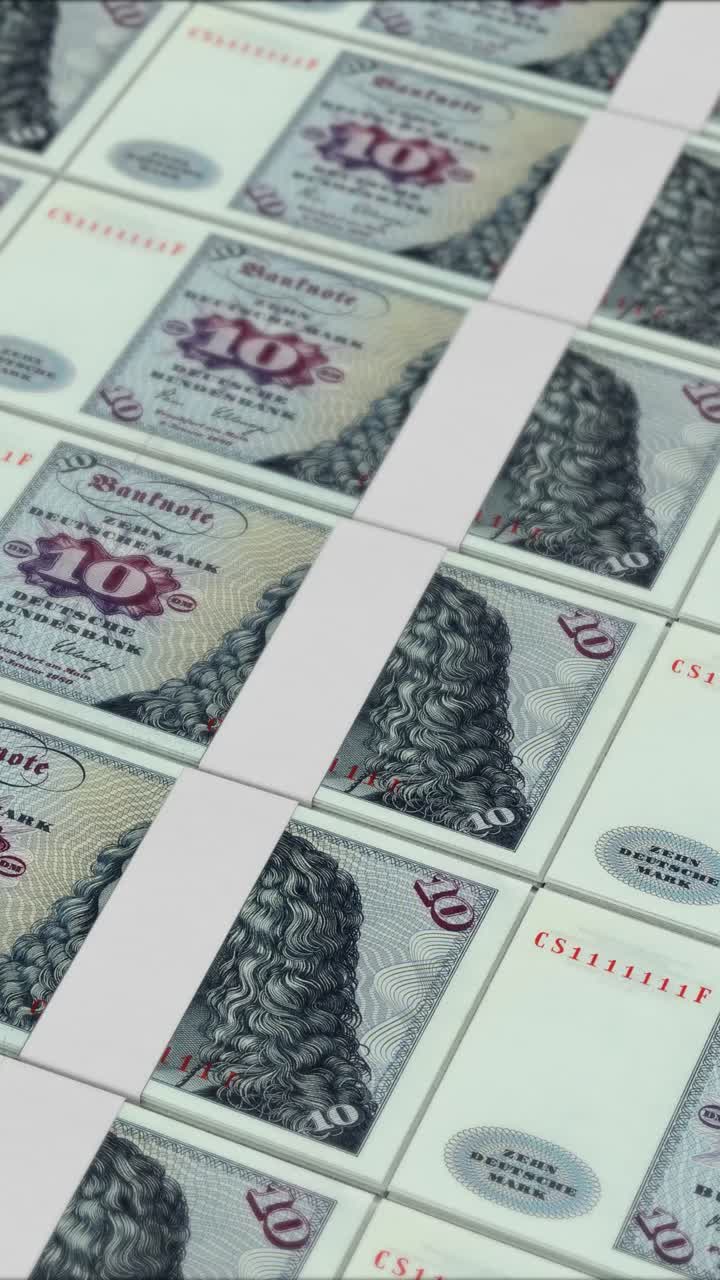 10 도이치 마크 독일 지폐의 수직 영상, 화폐 인쇄에 의해 인쇄