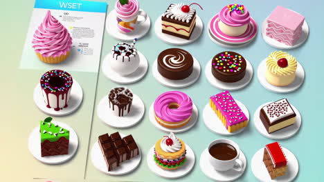 assortment of cupcakes and desserts with vevtrigo set packaging