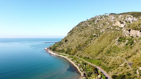 drone on the mediterranean coast in terracina, italy