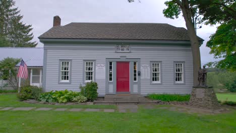 nice camera drone push in back from the original historic home of joseph knight sr