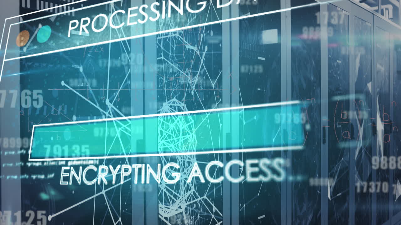 animación del procesamiento de datos en la sala de servidores