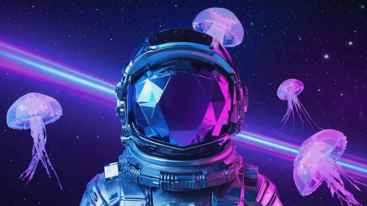 Astronaut in Space with Jellyfish