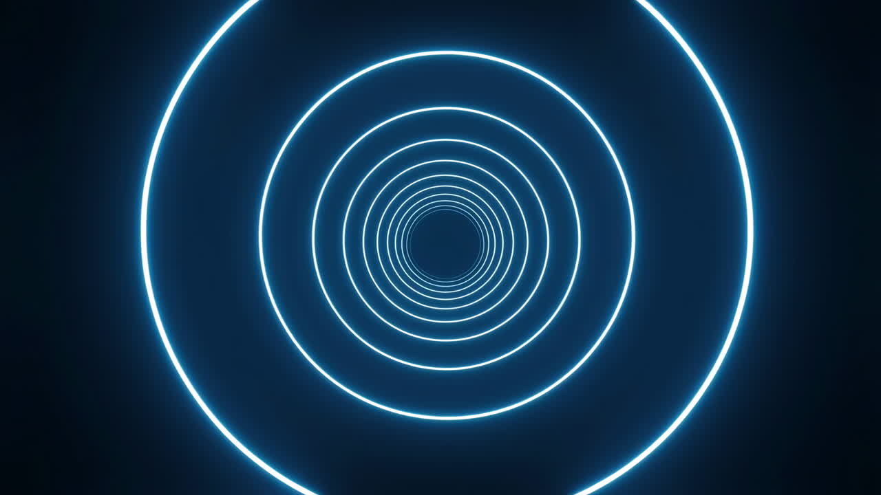 Dynamic Abstract Background of Moving Neon Blue Circles