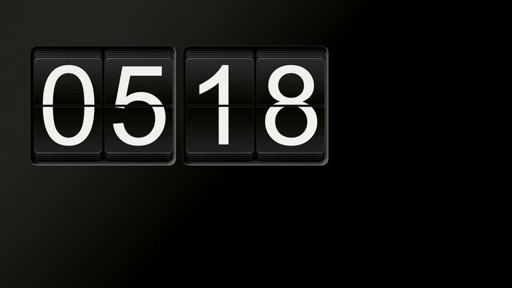 Flip clock animation counting from 00:00 to 23:59 with white numbers on black background