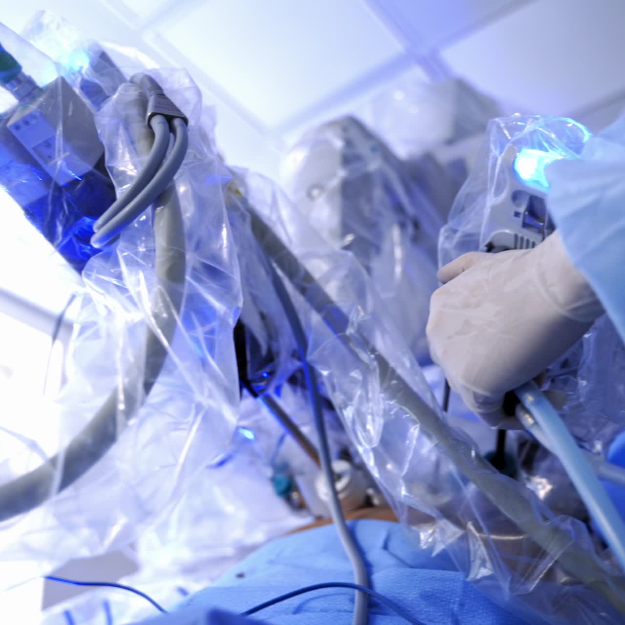 Medical operation involving robot. Medical robot. Robotic Surgery.