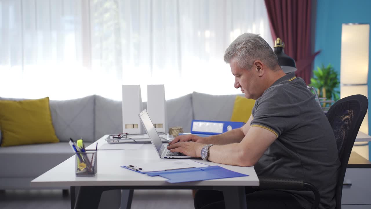 Home office worker man falling asleep.