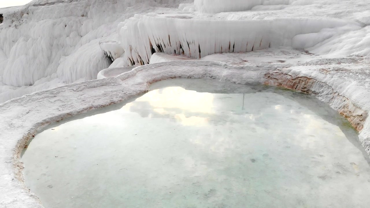Natural Thermal Pool in Pamukkale Travertine Terraces