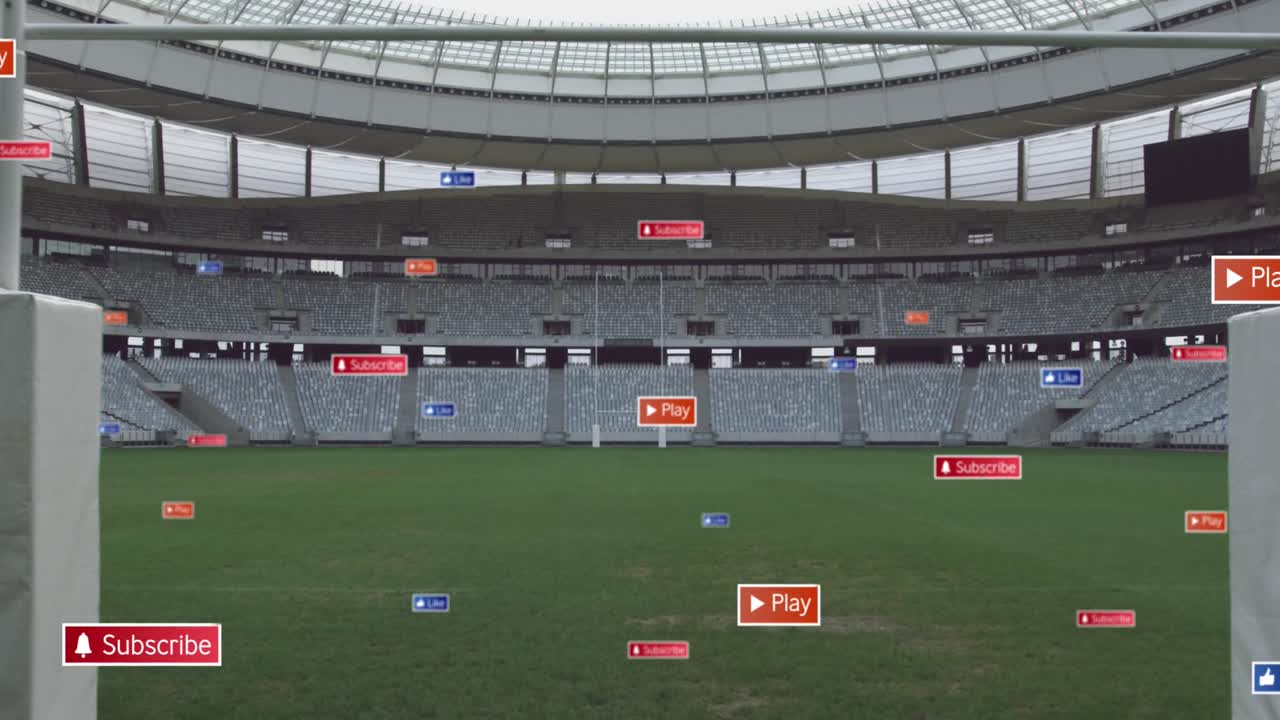 Animasjon av medieikoner over stadion