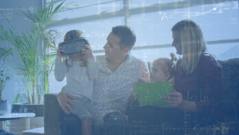 animation of mathematical drawings and equations over family using vr headset