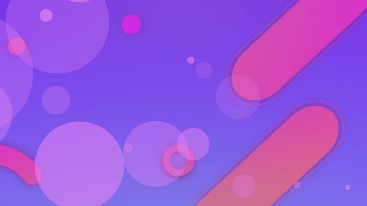 Animation of pink tubes and circles on violet background