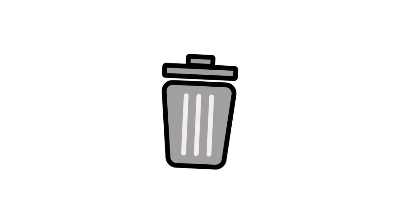 Trash Can  line icon motion graphic animation with alpha channel.