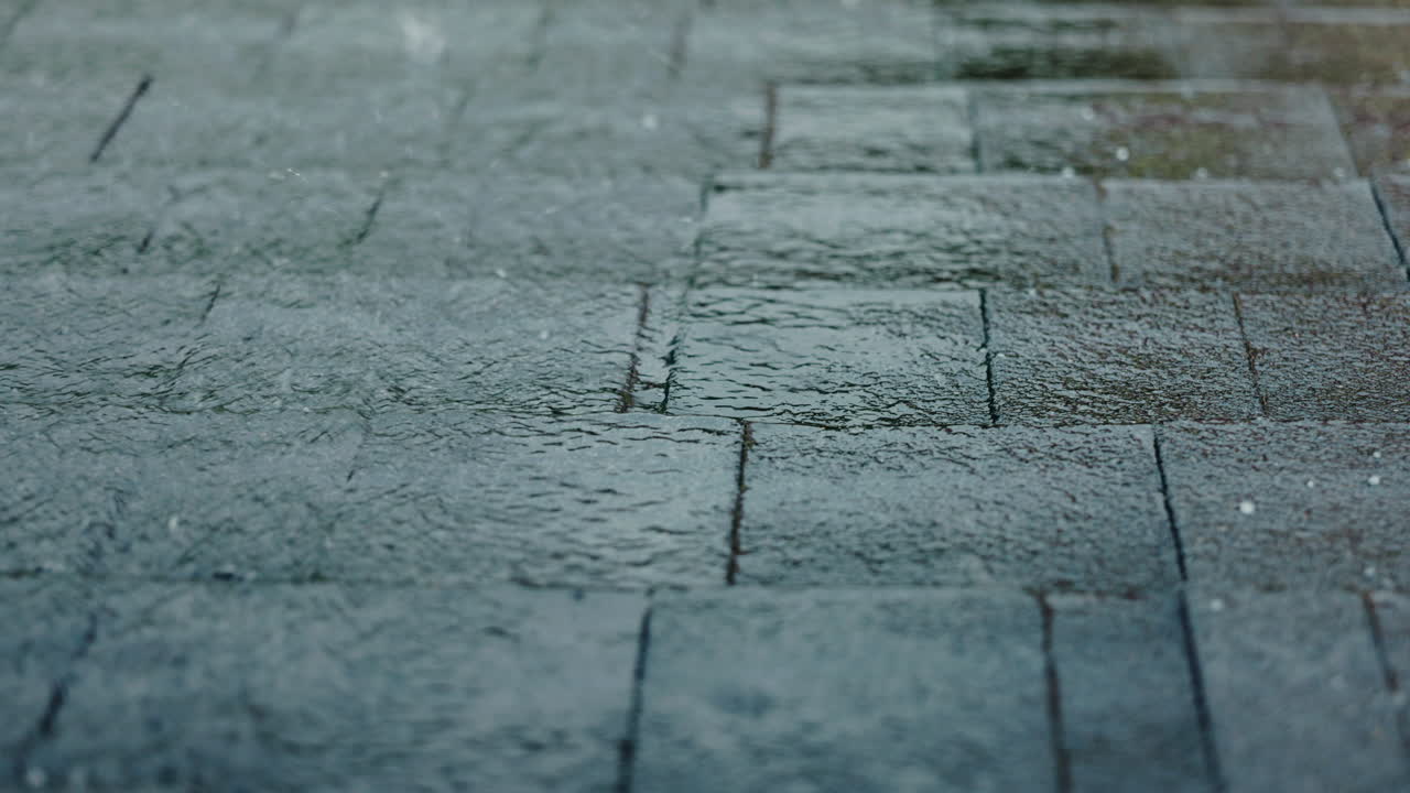 Rain on Wet Cobblestone Pavement