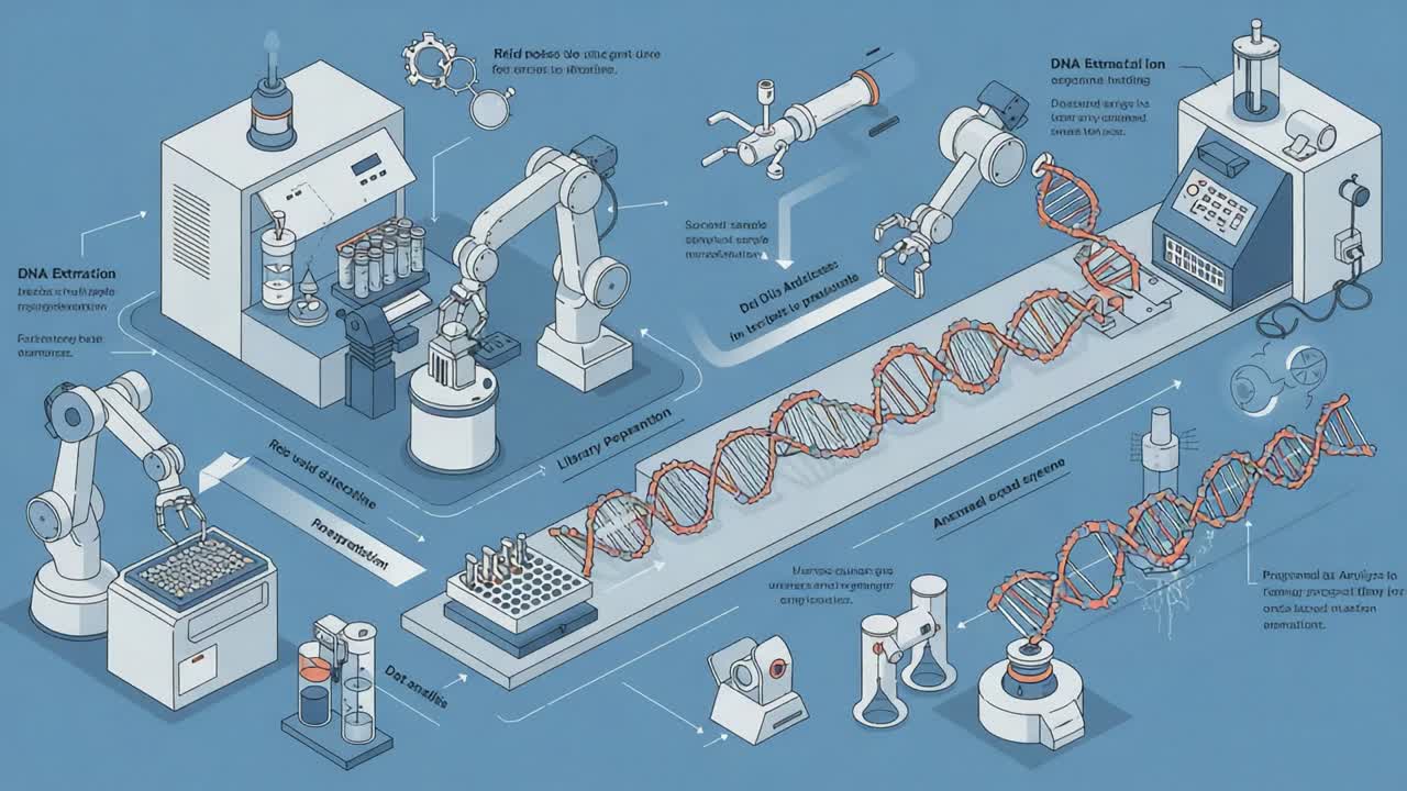 Exploring the Advanced Process of DNA Extraction and Analysis in a High-Tech Laboratory Setting Utilizing Robotic Automation and Innovative Techniques