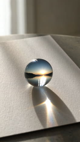 Sunset Landscape Reflected in a Glass Ball