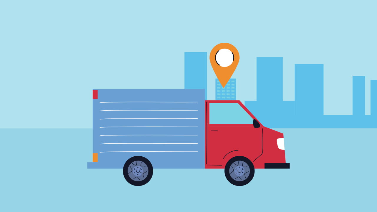 트럭 운송 배달 서비스 애니메이션