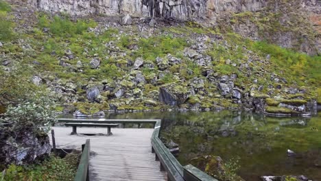 POV hiking trail to the Botnstj&ouml;rn pond in the &Aacute;sbyrgi Canyon - Jokulsargljufur National Park, Iceland