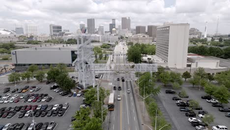 1996 olympic cauldron captured in 2023 in atlanta, georgia with drone video moving in