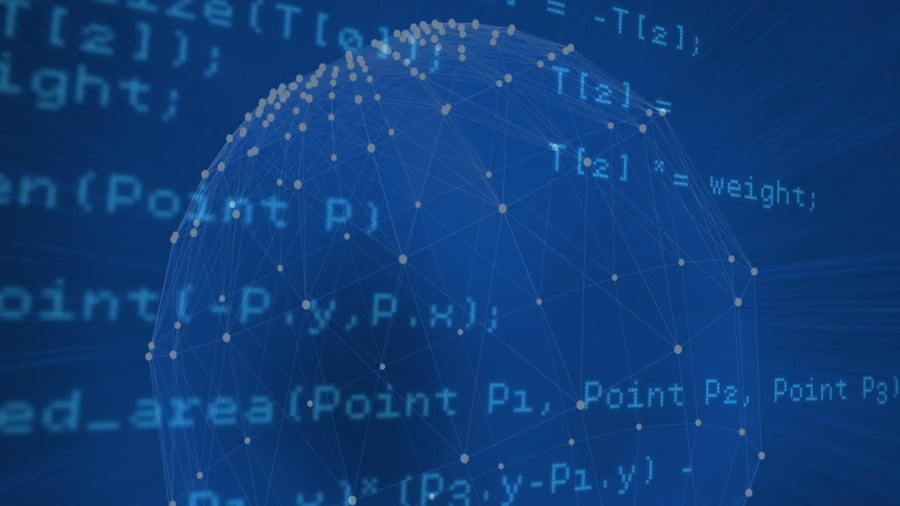 Animation of globe with connections and data processing