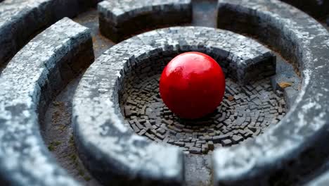 a red ball in the middle of a maze