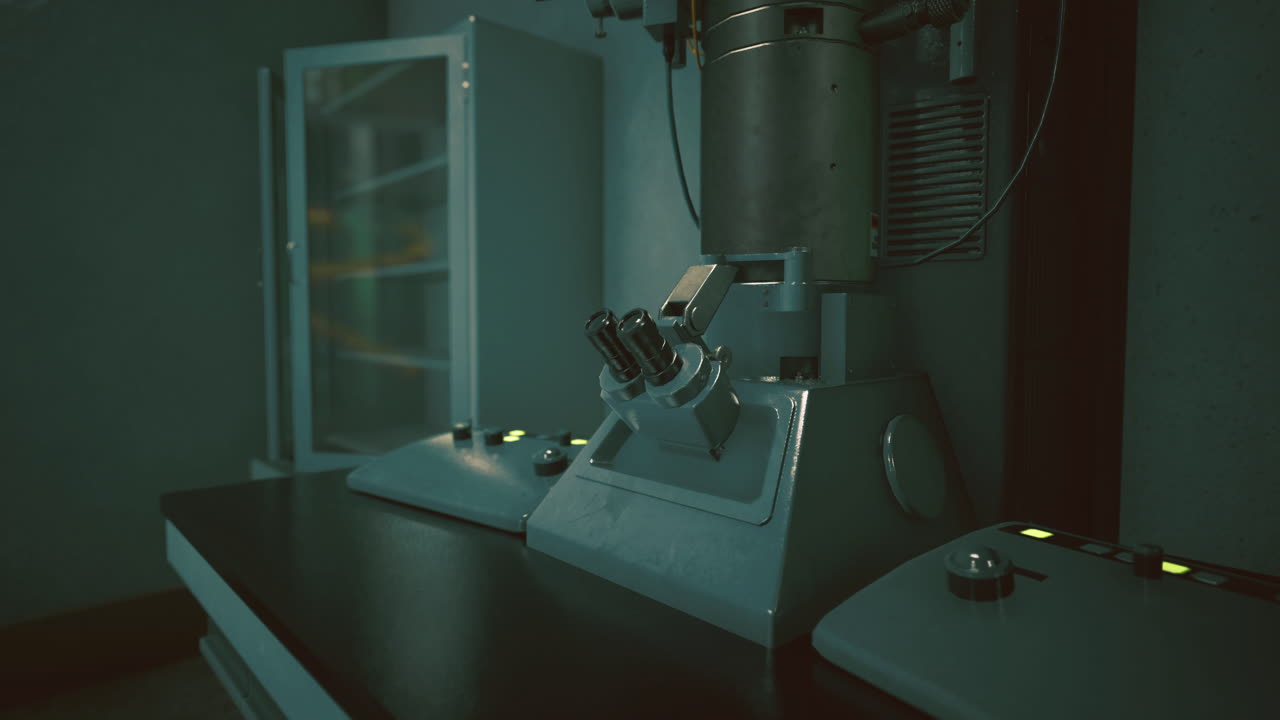 Exploring a high tech lab with advanced equipment and dim lighting