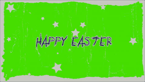 Happy-Easter-with-stars-on-green-grunge-texture