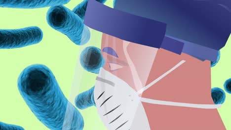 Animation-of-man-with-face-mask-over-virus-cells